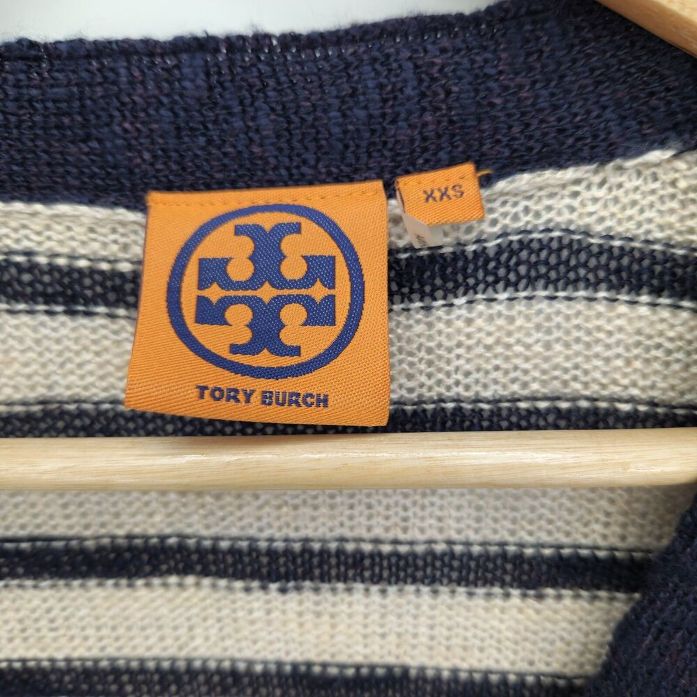 Tory Burch Womens Floral Pedal Cardigan Sweater Soft Linen Blend Size XXS - Picture 3 of 4